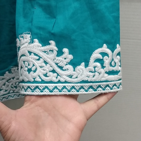 Michael Kors Embroidered Bohemian BOHO teal turquoise Tunic top small - Picture 4 of 8